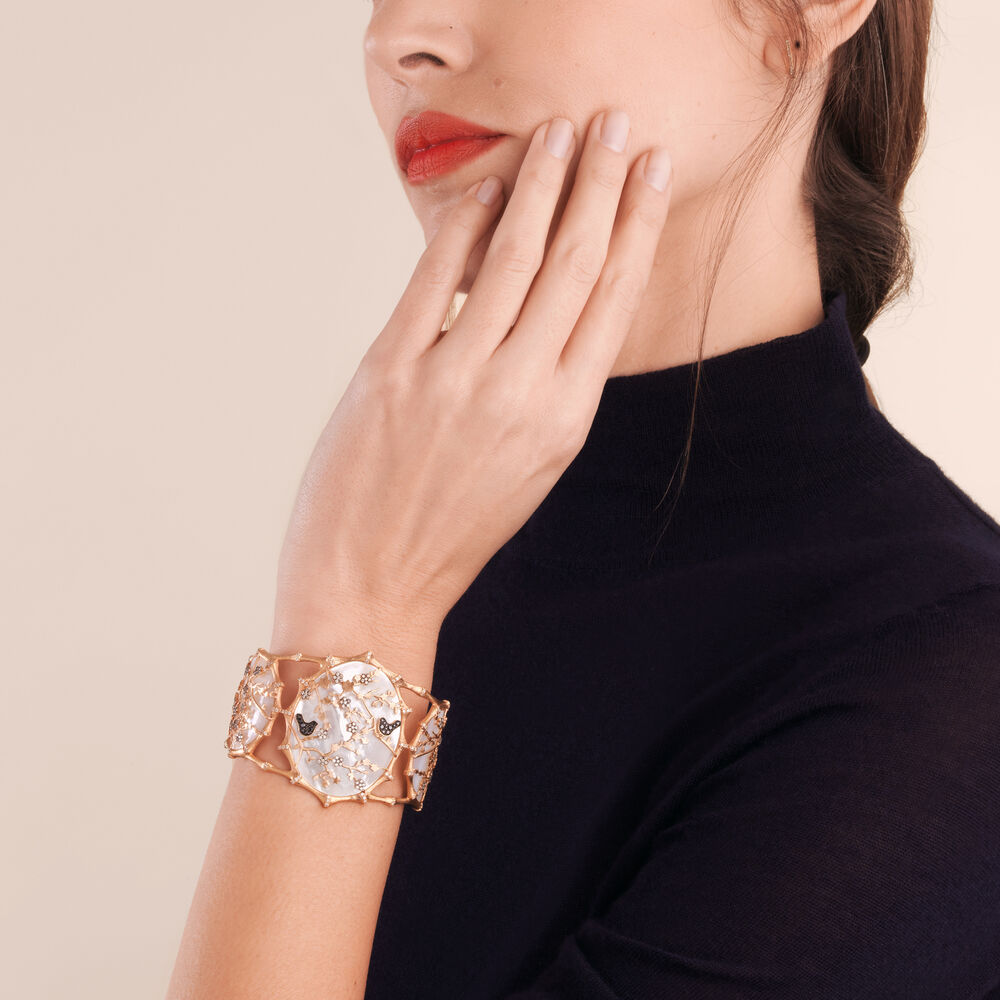 Dream Catcher 18ct Rose Gold Pearl Diamond Cuff | Annoushka jewelley